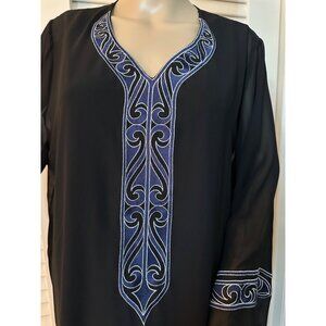 Vintage Bob Mackie Black Embroidered Tunic Top XL